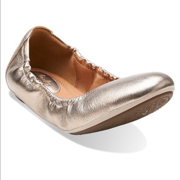 clarks gold ballet pumps